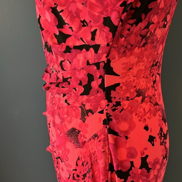 Chaps- Stunning sleeveless black and hot pink floral dress- women's small NWT - Picture 8 of 11
